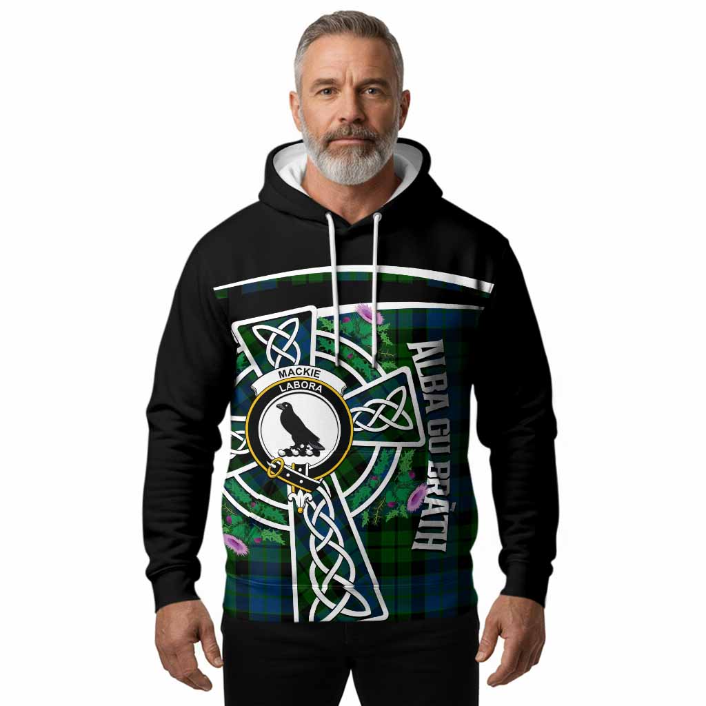 MacKie (McKie) Tartan Crest Hoodie Scottish Thistle Celtic Cross Alba Gu Brath