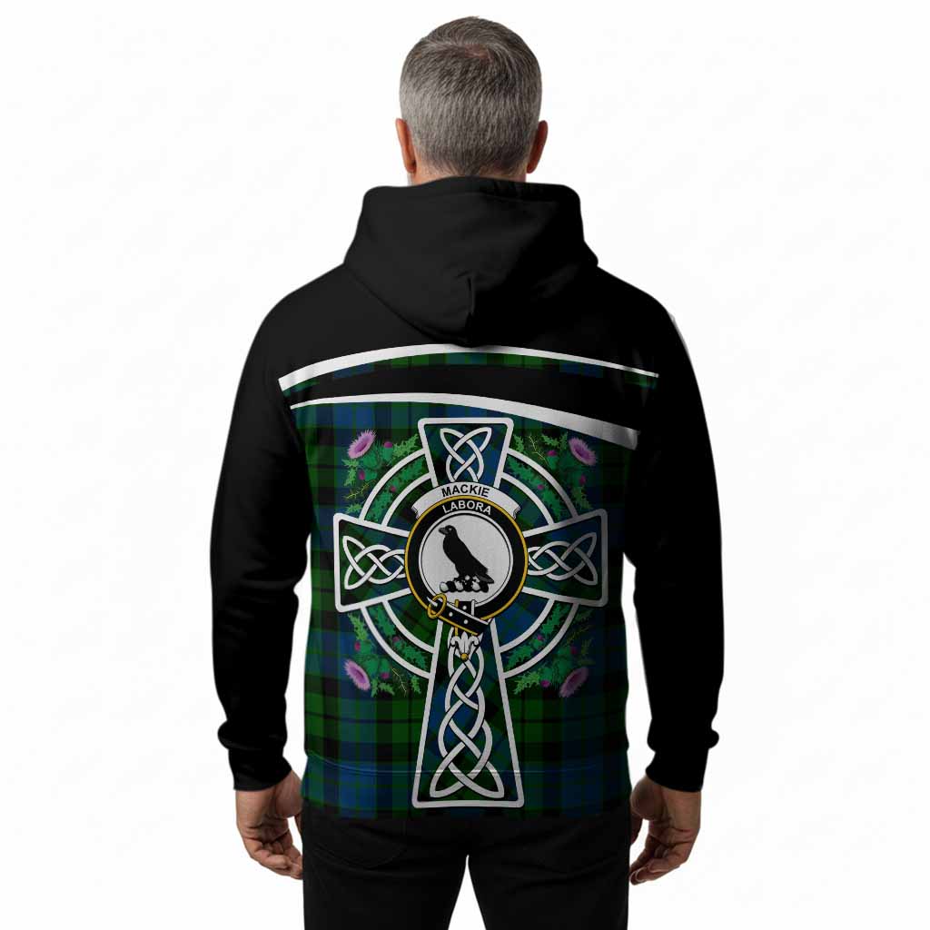 MacKie (McKie) Tartan Crest Hoodie Scottish Thistle Celtic Cross Alba Gu Brath
