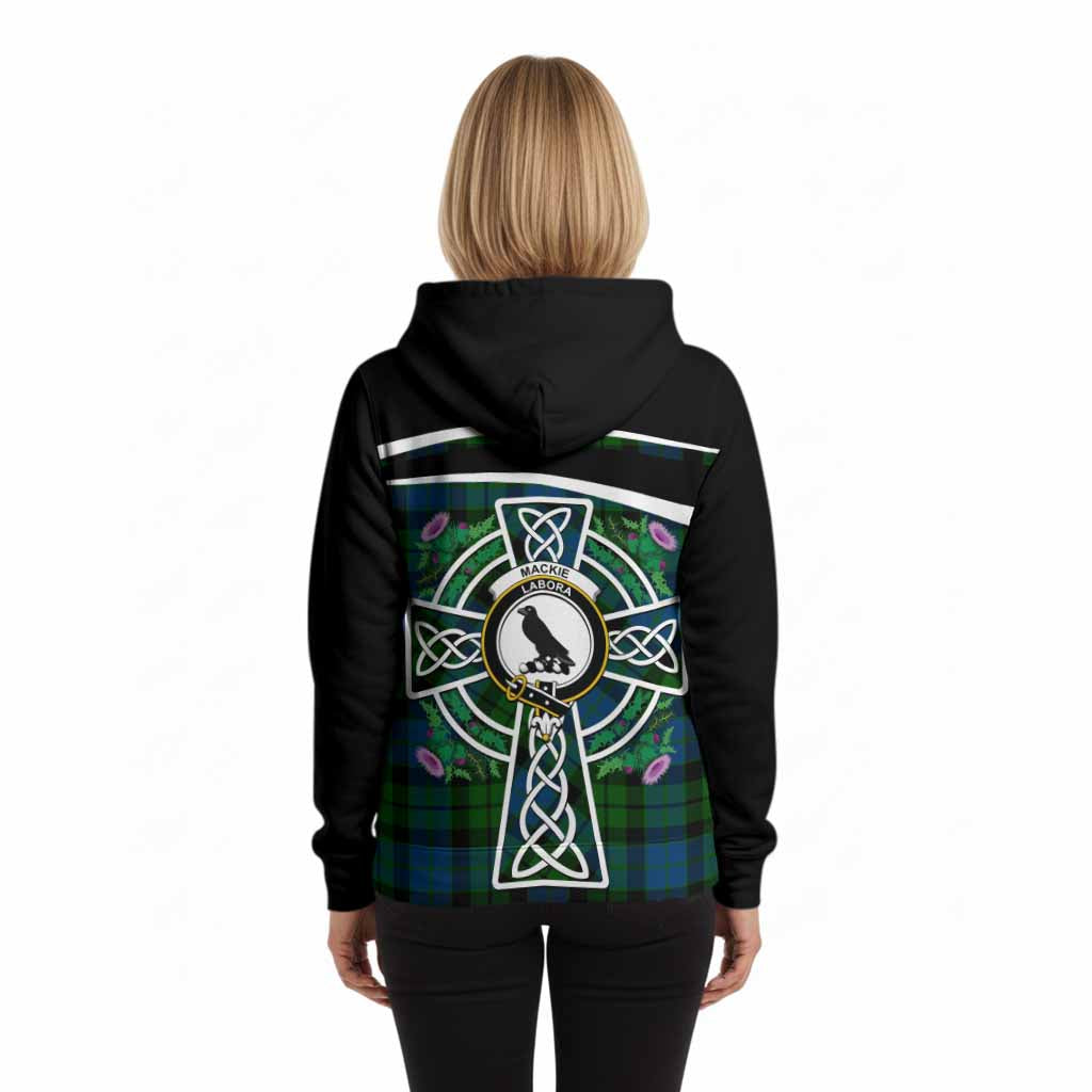 MacKie (McKie) Tartan Crest Hoodie Scottish Thistle Celtic Cross Alba Gu Brath