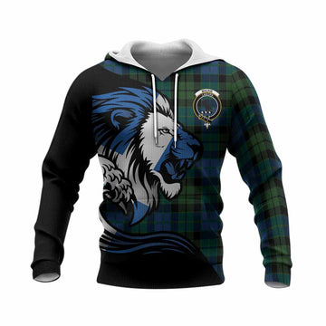 MacKie (McKie) Tartan Crest Knitted Hoodie Scottish Golden Lions Wave Flow