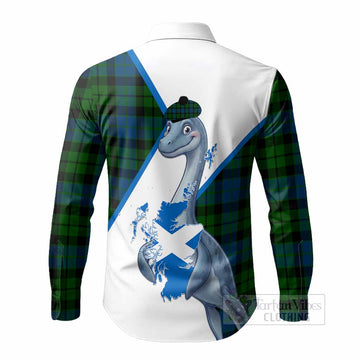 MacKie (McKie) Tartan Crest Loch Ness Monster Long Sleeve Button Shirts Nessie Scottish Map Tha Gradh Agam Air Alba