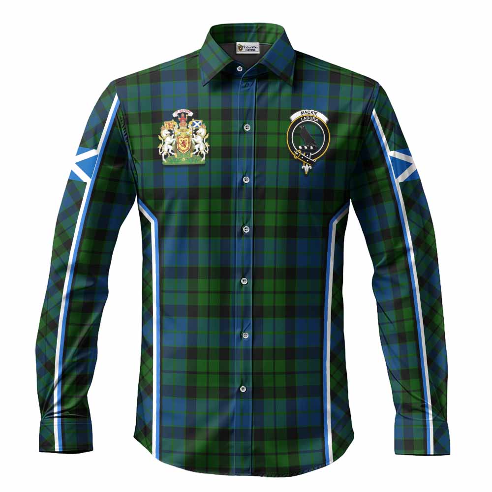 MacKie (McKie) Tartan Crest Long Sleeve Button Shirts Scotland Coat of Arm Flag Style - Tartan Vibes Clothing