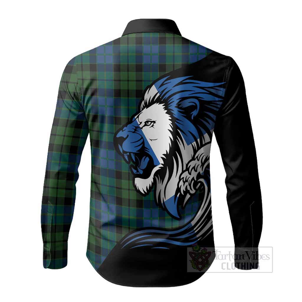 MacKie (McKie) Tartan Crest Long Sleeve Button Shirts Scottish Golden Lions Wave Flow