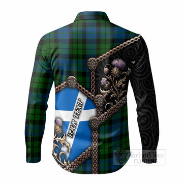 MacKie (McKie) Tartan Crest Long Sleeve Button Shirts Scottish Thistle Loch Ness Monster