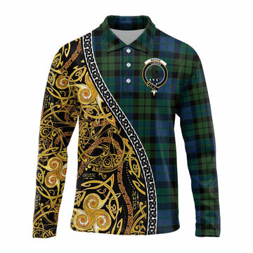 MacKie (McKie) Tartan Crest Long Sleeve Polo Shirt Celtic Knot and Triple Trickle Spiral Symbols