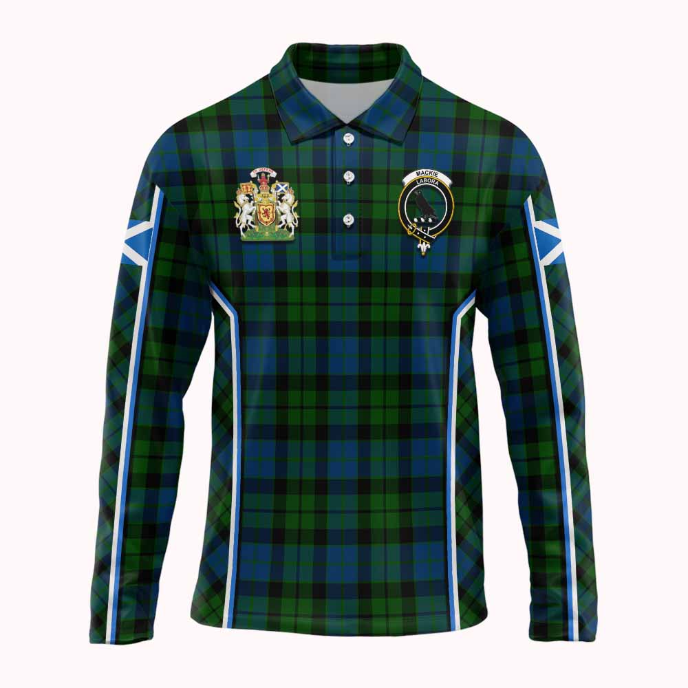 MacKie (McKie) Tartan Crest Long Sleeve Polo Shirt Scotland Coat of Arm Flag Style - Tartan Vibes Clothing