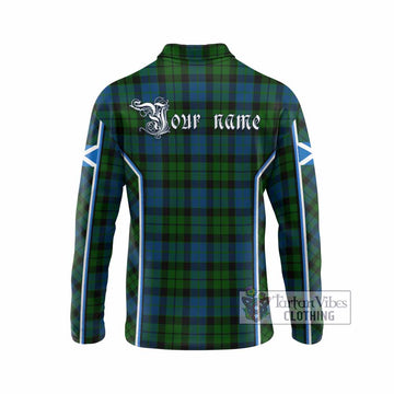 MacKie (McKie) Tartan Crest Long Sleeve Polo Shirt Scotland Coat of Arm Flag Style
