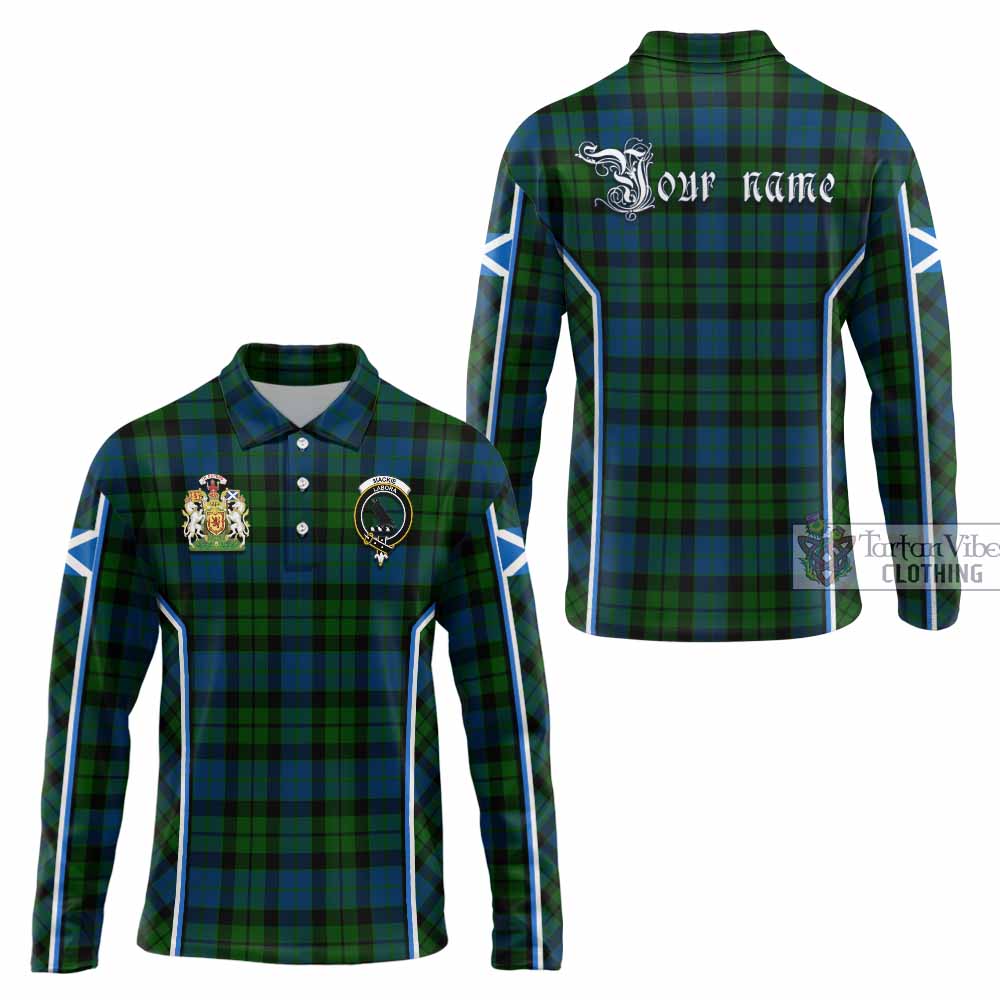 MacKie (McKie) Tartan Crest Long Sleeve Polo Shirt Scotland Coat of Arm Flag Style - Tartan Vibes Clothing