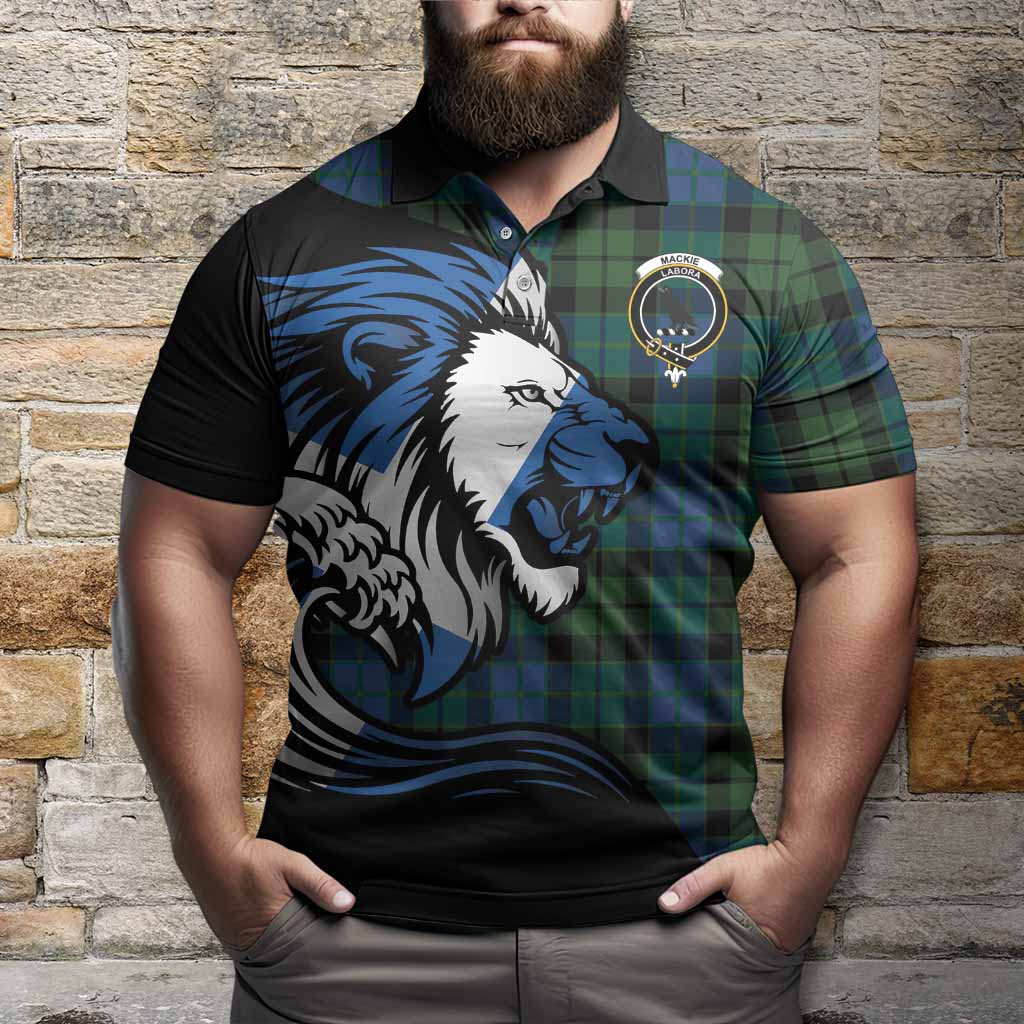 MacKie (McKie) Tartan Crest Polo Shirt Scottish Golden Lions Wave Flow