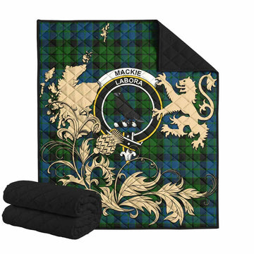 MacKie (McKie) Tartan Crest Premium Quilt with Scottish Iconic Symbols 