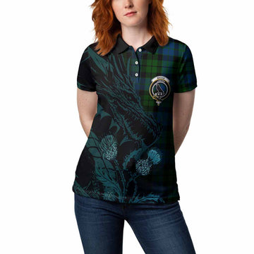 MacKie (McKie) Tartan Crest Scottish Women Polo Shirt Dragon and Thistle