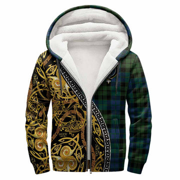 MacKie (McKie) Tartan Crest Sherpa Hoodie Celtic Knot and Triple Trickle Spiral Symbols