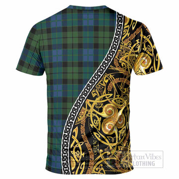 MacKie (McKie) Tartan Crest T-Shirt Celtic Knot and Triple Trickle Spiral Symbols
