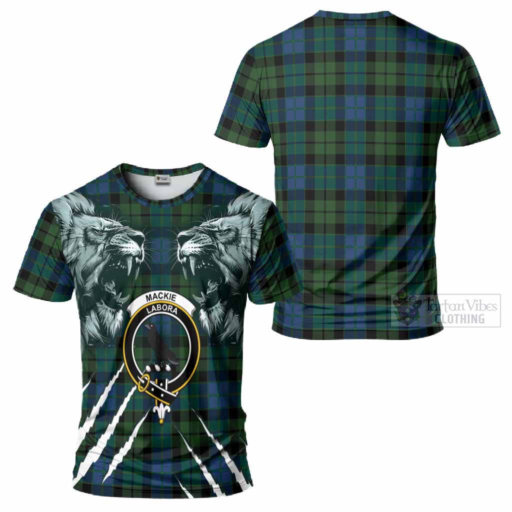 MacKie (McKie) Tartan Crest T-Shirt Ferocious Lion Style