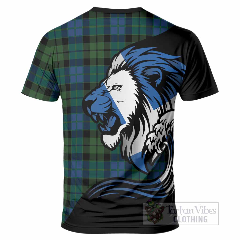 MacKie (McKie) Tartan Crest T-Shirt Scottish Golden Lions Wave Flow