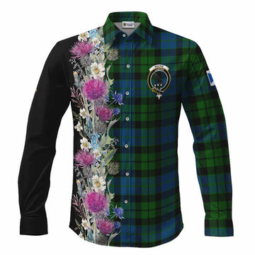 MacKie (McKie) Tartan Crest Thistle Floral Long Sleeve Button Shirts