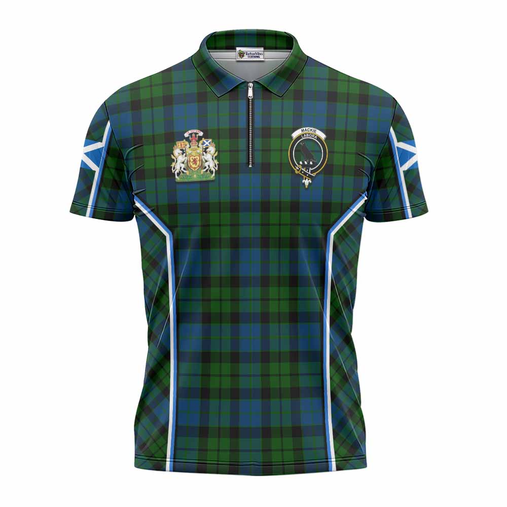 MacKie (McKie) Tartan Crest Zipper Polo Shirt Scotland Coat of Arm Flag Style - Tartan Vibes Clothing