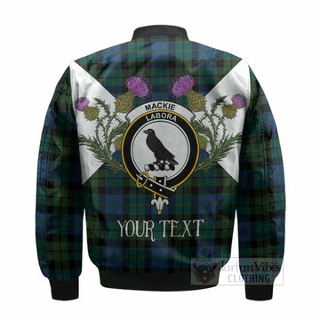 MacKie (McKie) Tartan Family Crest Bomber Jacket Scottish Burns Night Thistle Floral