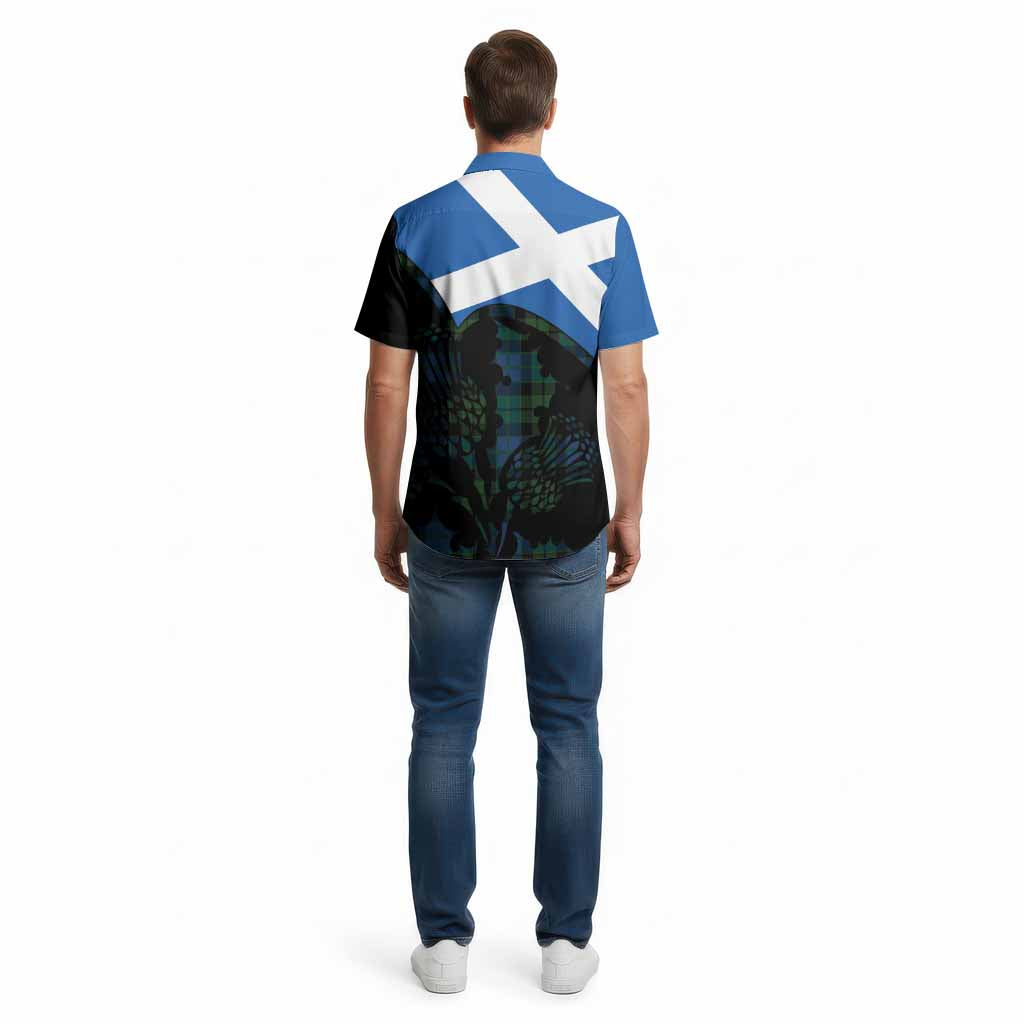 MacKie (McKie) Tartan Family Crest Cotton Hawaiian Shirt Scotland Thistle Floral Flag Style
