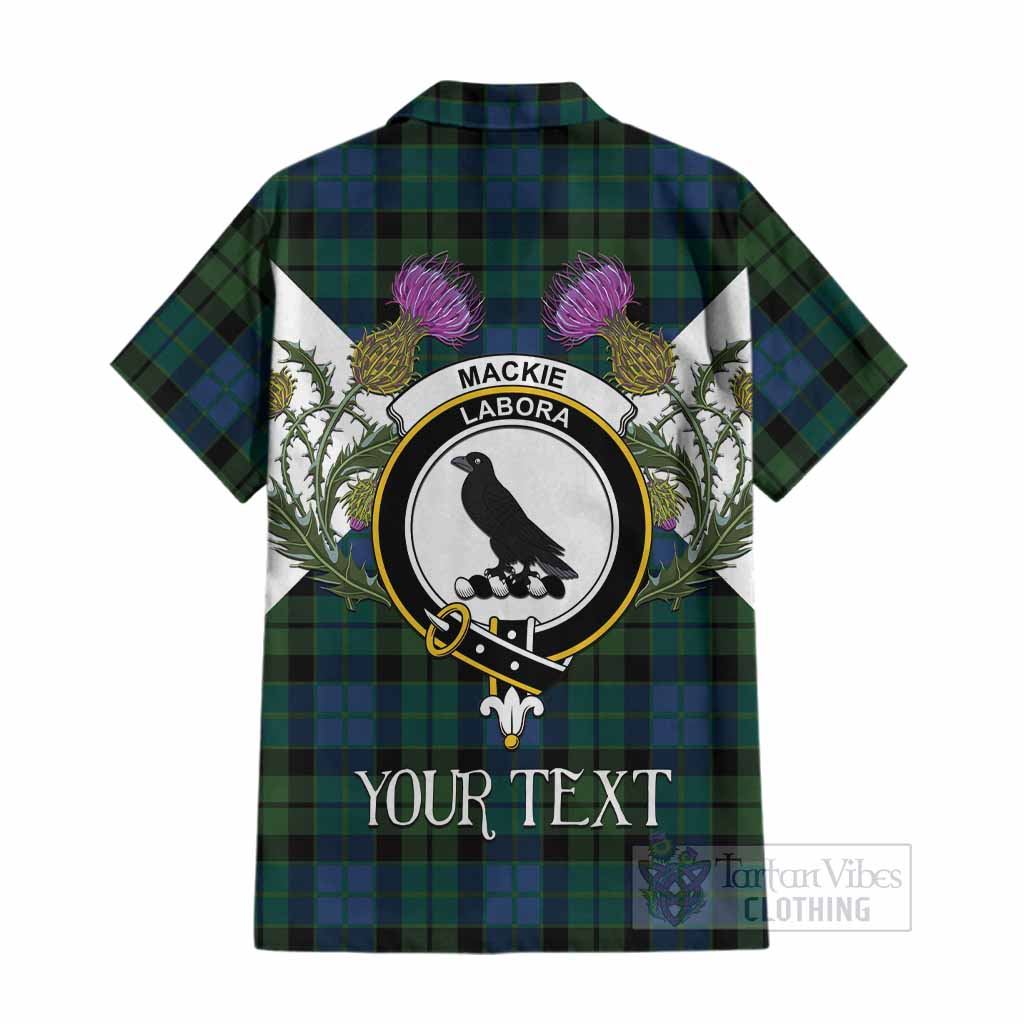MacKie (McKie) Tartan Family Crest Cotton Hawaiian Shirt Scottish Burns Night Thistle Floral