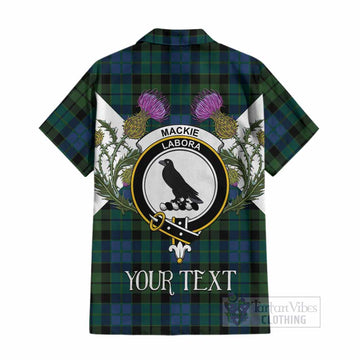 MacKie (McKie) Tartan Family Crest Cotton Hawaiian Shirt Scottish Burns Night Thistle Floral