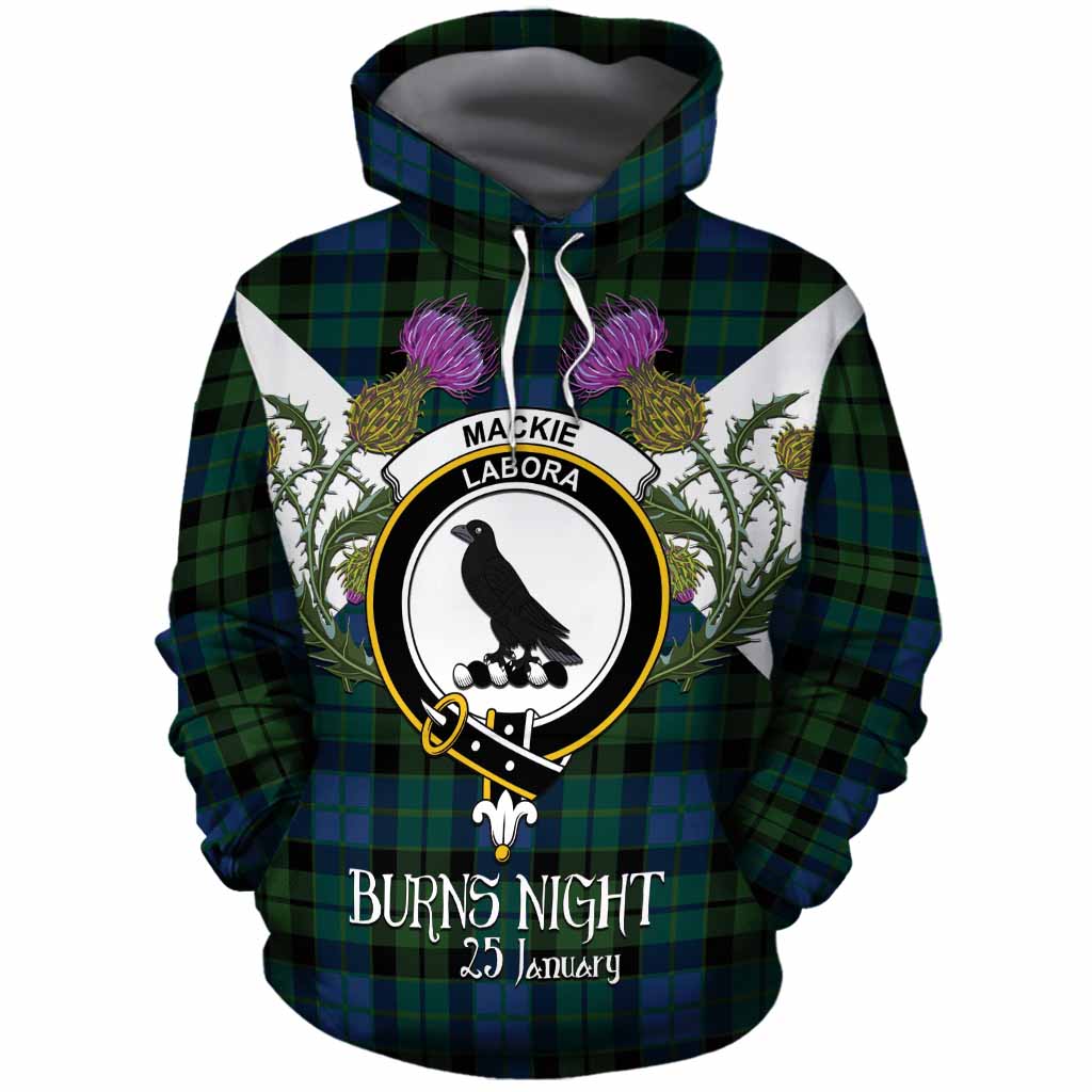 MacKie (McKie) Tartan Family Crest Cotton Hoodie Scottish Burns Night Thistle Floral