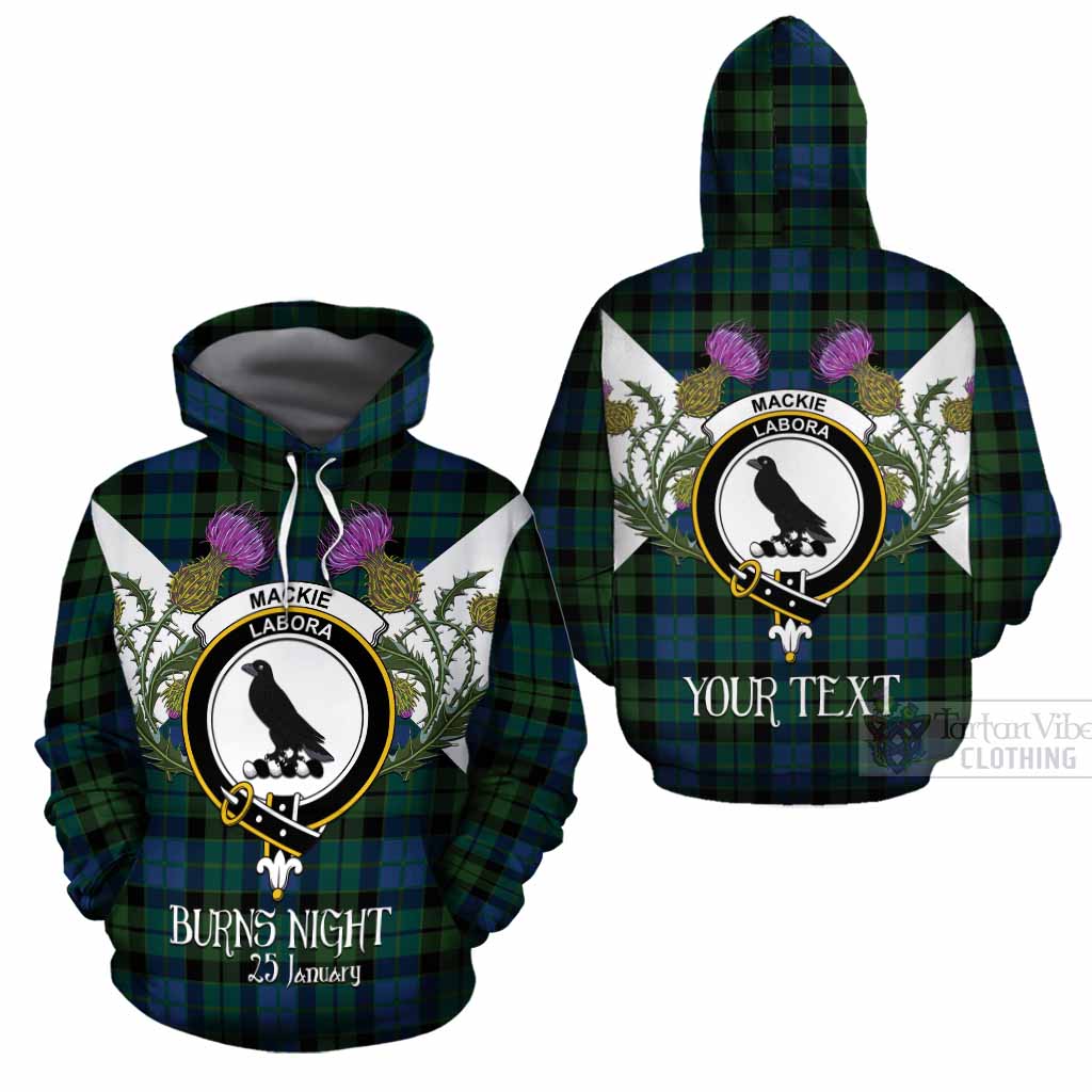 MacKie (McKie) Tartan Family Crest Cotton Hoodie Scottish Burns Night Thistle Floral