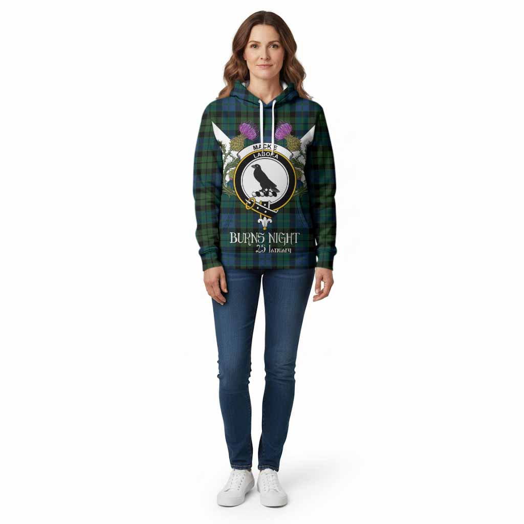 MacKie (McKie) Tartan Family Crest Cotton Hoodie Scottish Burns Night Thistle Floral