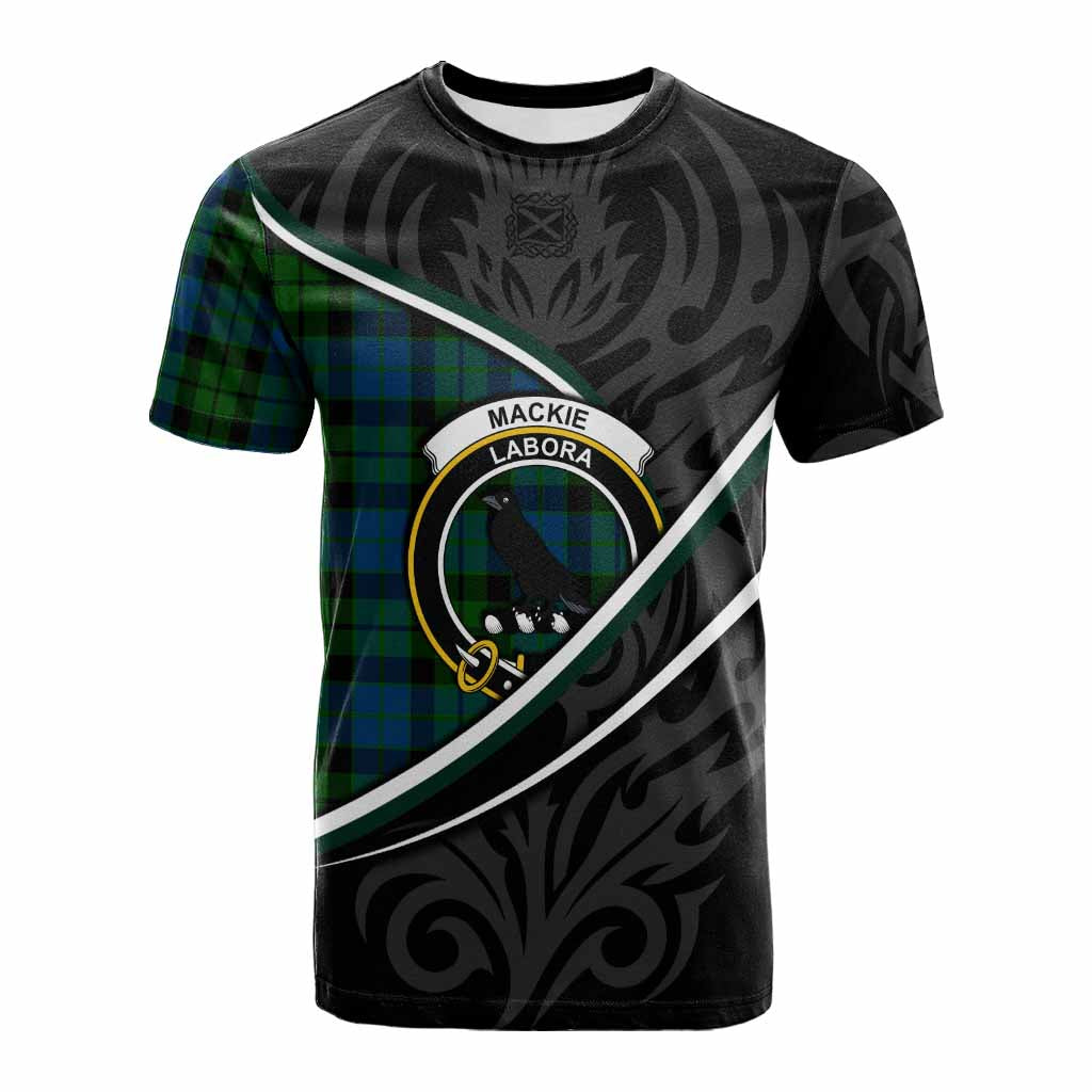 MacKie (McKie) Tartan Family Crest Cotton T-shirt Celtic Scottish Thistle Floral - Tartan Vibes Clothing