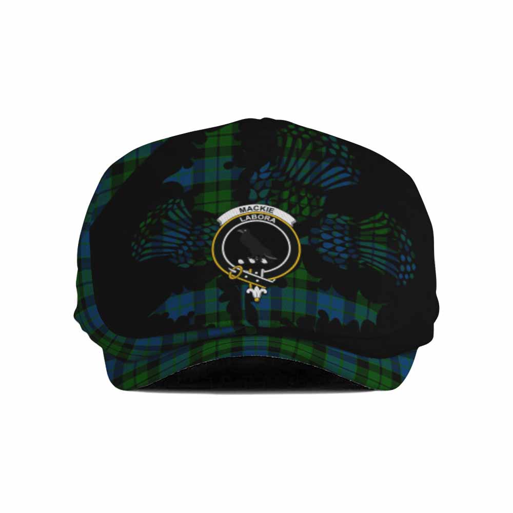 MacKie (McKie) Tartan Family Crest Flat Cap, Jeff Cap Scotland Thistle Floral