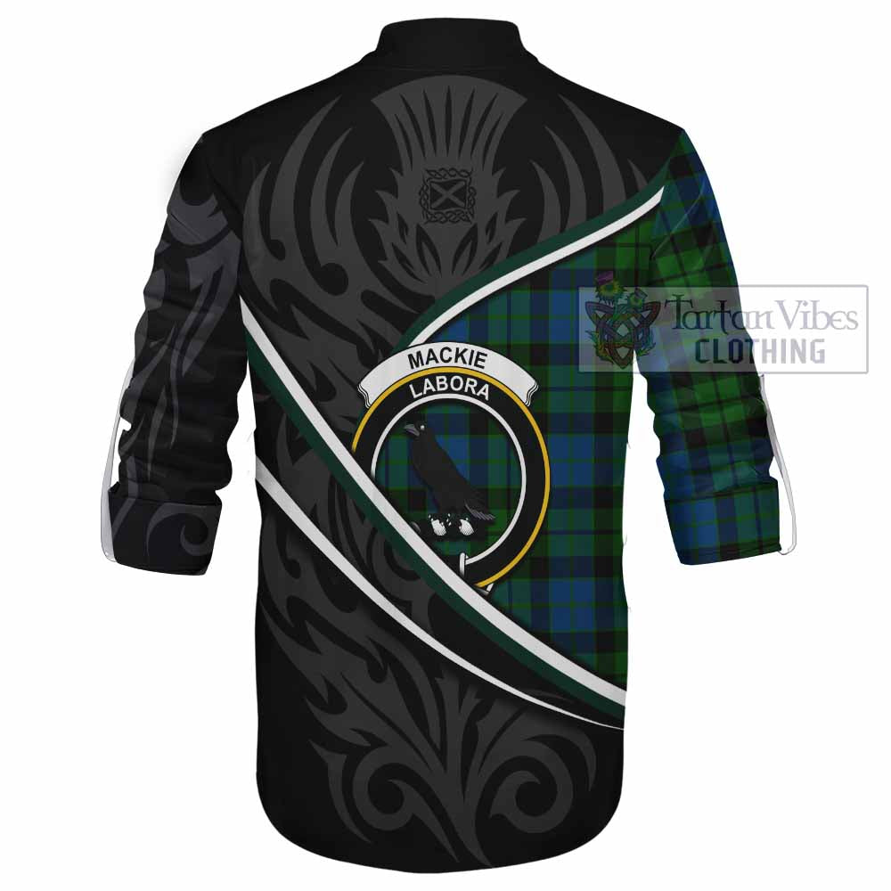 MacKie (McKie) Tartan Family Crest Ghillie Kilt Shirt Celtic Scottish Thistle Floral - Tartan Vibes Clothing