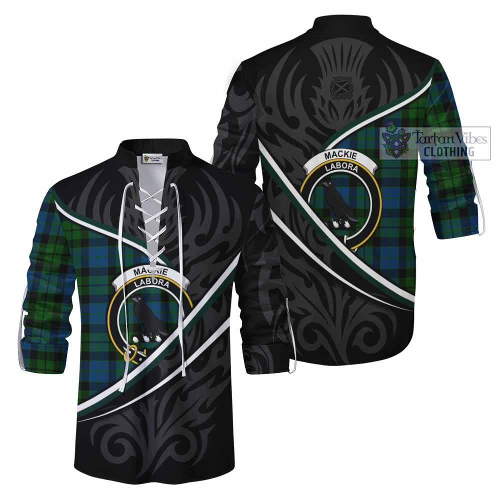 MacKie (McKie) Tartan Family Crest Ghillie Kilt Shirt Celtic Scottish Thistle Floral - Tartan Vibes Clothing