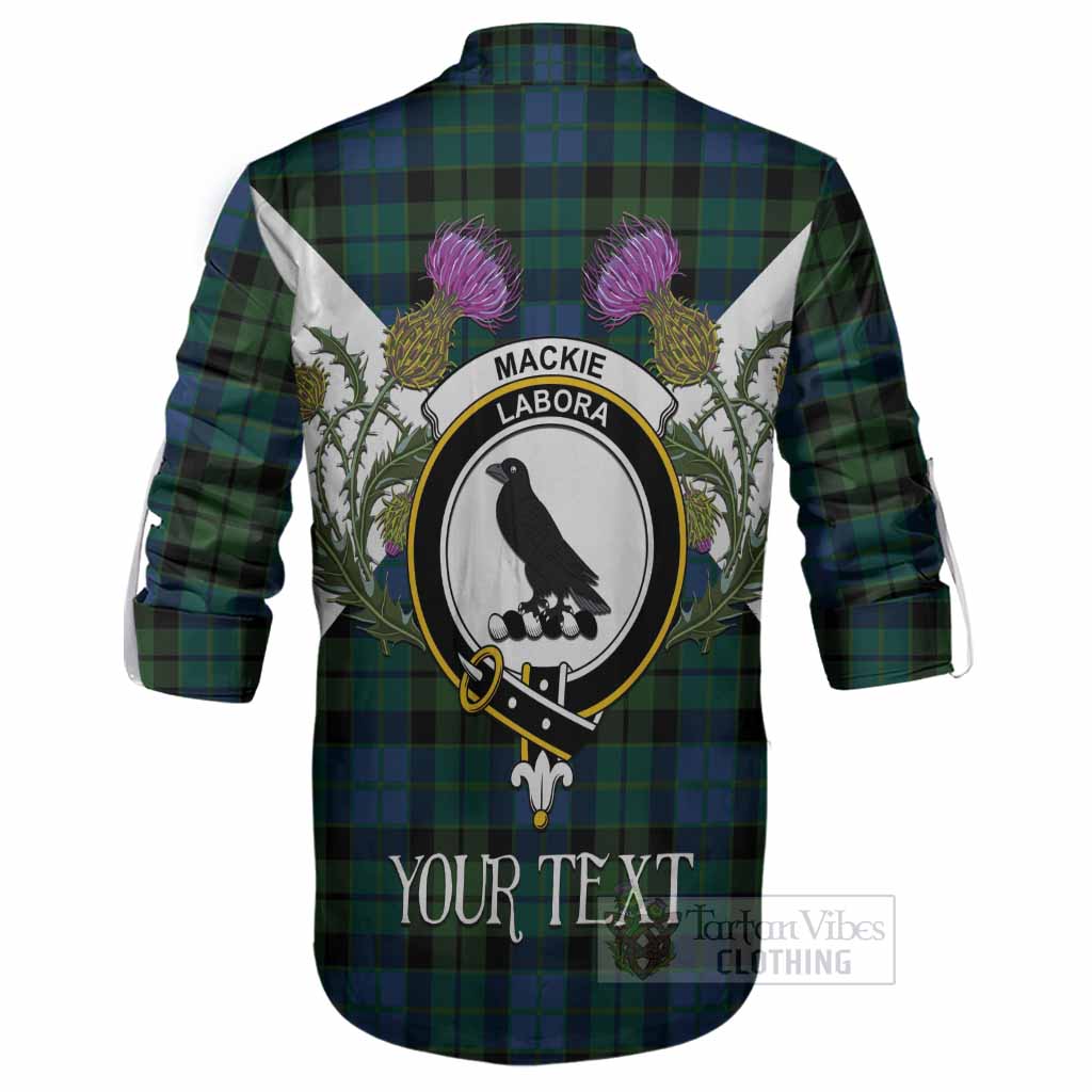 MacKie (McKie) Tartan Family Crest Ghillie Shirt Scottish Burns Night Thistle Floral