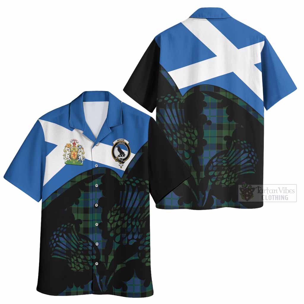 MacKie (McKie) Tartan Family Crest Hawaiian Shirt Scotland Thistle Floral Flag Style