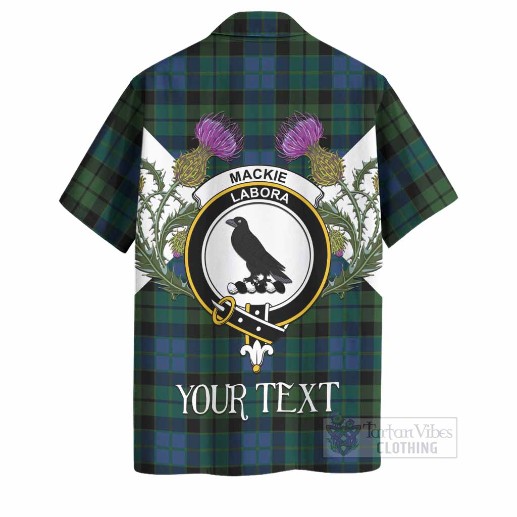 MacKie (McKie) Tartan Family Crest Hawaiian Shirt Scottish Burns Night Thistle Floral