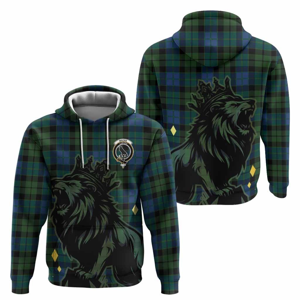 MacKie (McKie) Tartan Family Crest Hoodie Crowned Lion Roaring