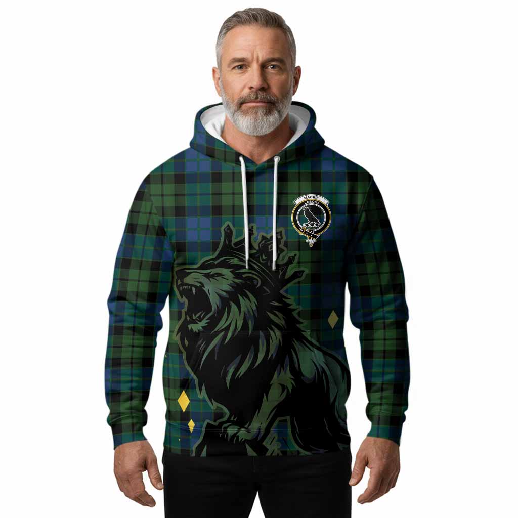 MacKie (McKie) Tartan Family Crest Hoodie Crowned Lion Roaring