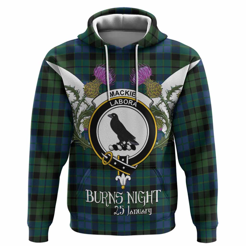 MacKie (McKie) Tartan Family Crest Hoodie Scottish Burns Night Thistle Floral