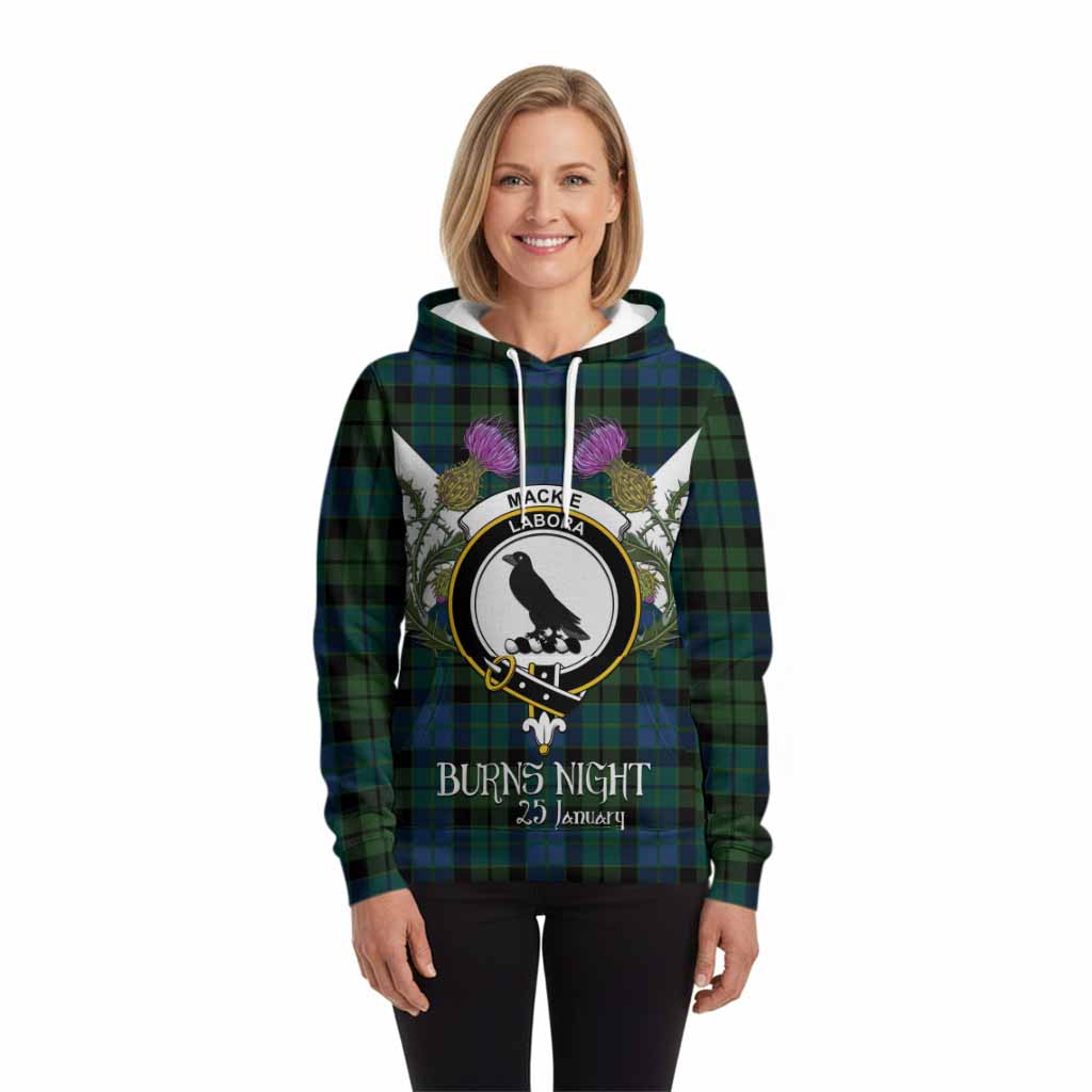 MacKie (McKie) Tartan Family Crest Hoodie Scottish Burns Night Thistle Floral