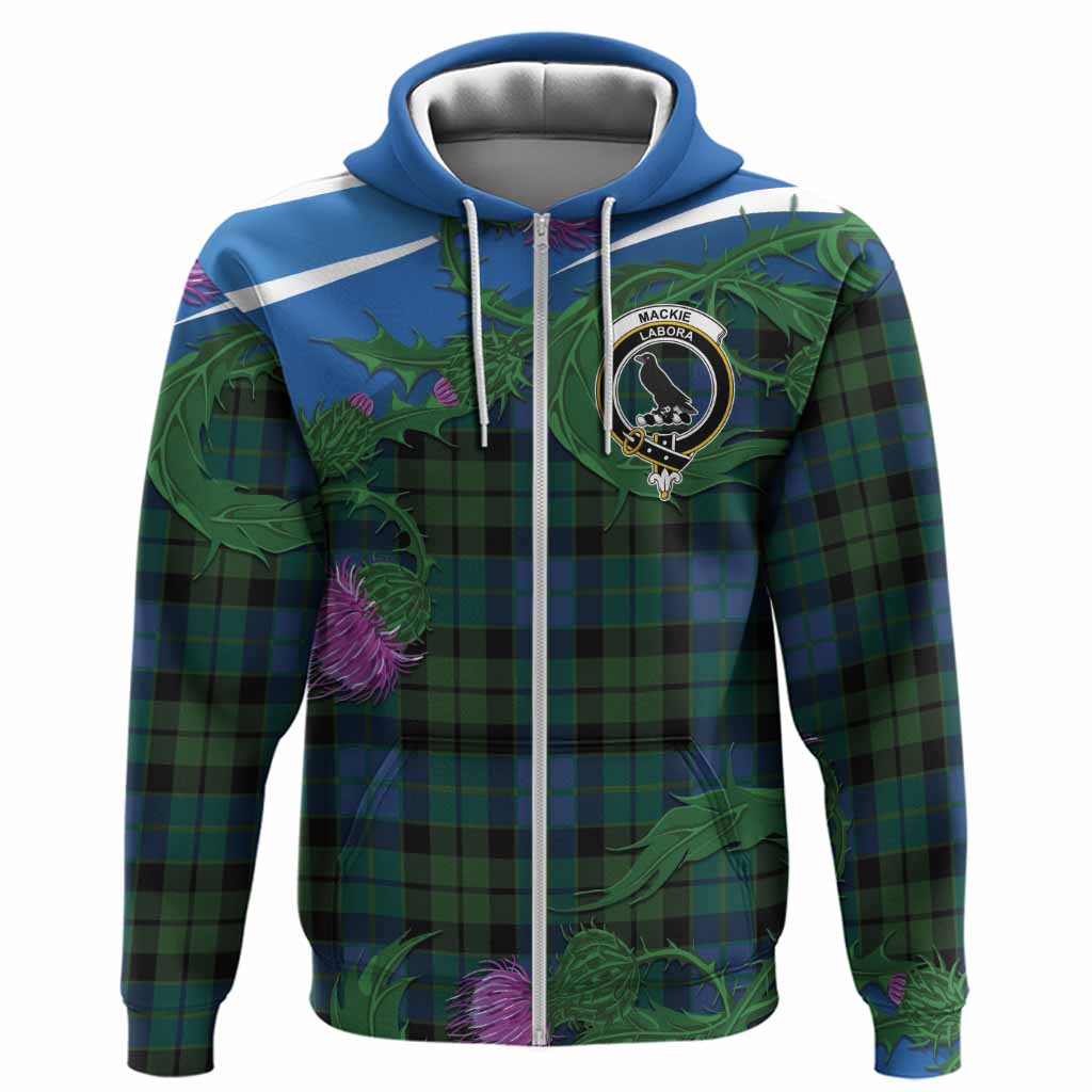 MacKie (McKie) Tartan Family Crest Hoodie Thistle in Minimalism