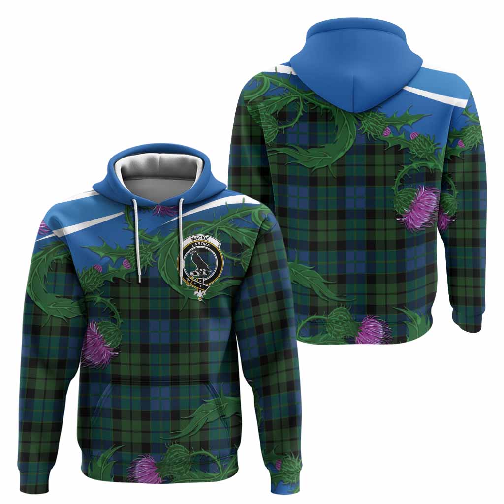 MacKie (McKie) Tartan Family Crest Hoodie Thistle in Minimalism