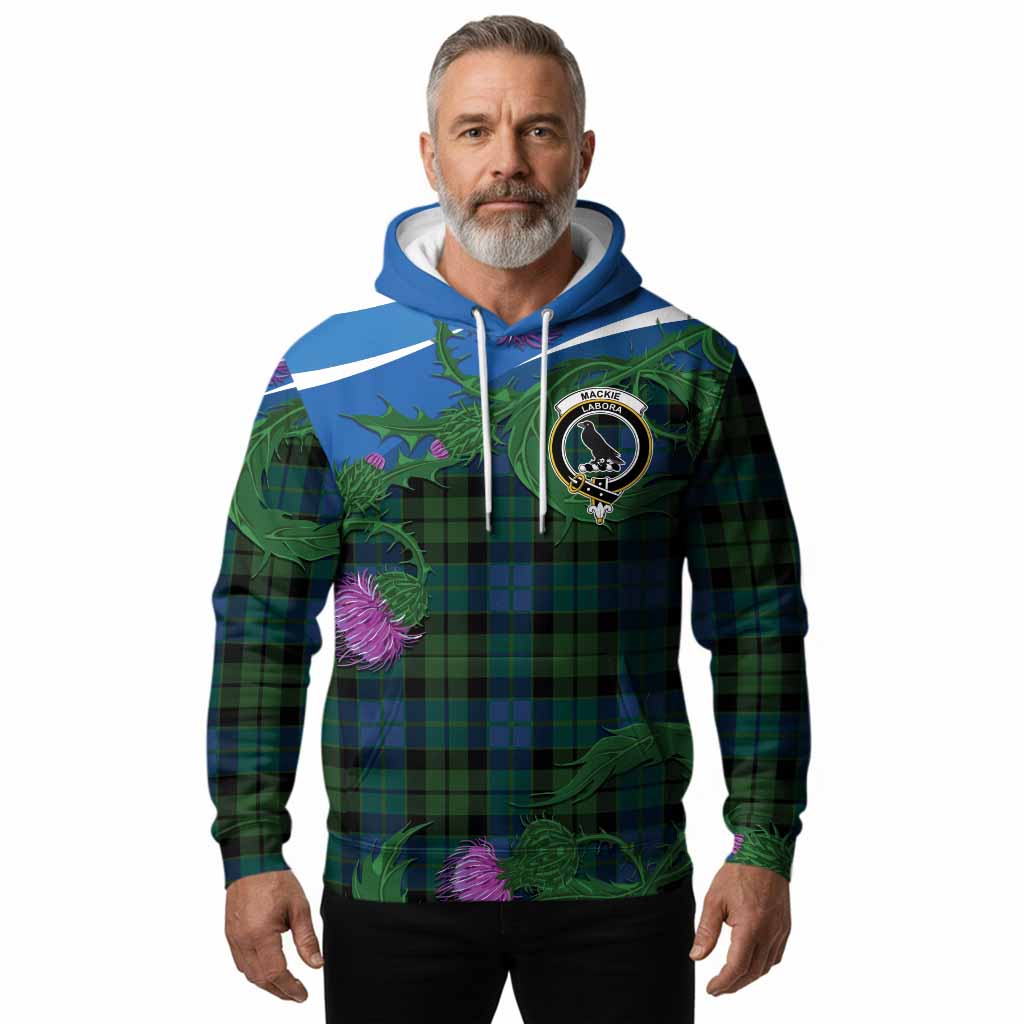 MacKie (McKie) Tartan Family Crest Hoodie Thistle in Minimalism