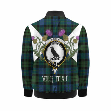 MacKie (McKie) Tartan Family Crest Kid Bomber Jacket Scottish Burns Night Thistle Floral