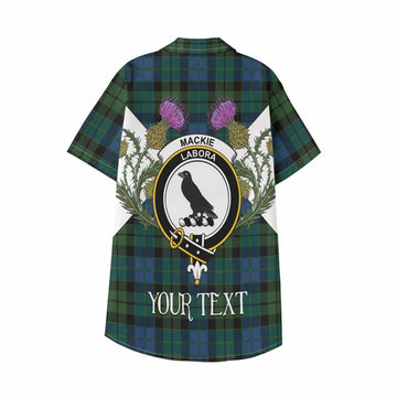 MacKie (McKie) Tartan Family Crest Kid Hawaiian Shirt Scottish Burns Night Thistle Floral