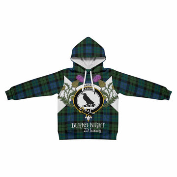 MacKie (McKie) Tartan Family Crest Kid Hoodie Scottish Burns Night Thistle Floral