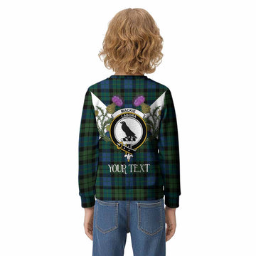 MacKie (McKie) Tartan Family Crest Kid Knitted Sweatshirt Scottish Burns Night Thistle Floral