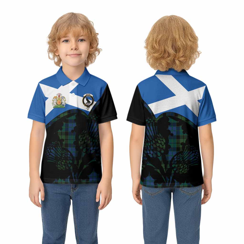 MacKie (McKie) Tartan Family Crest Kid Polo Shirt Scotland Thistle Floral Flag Style