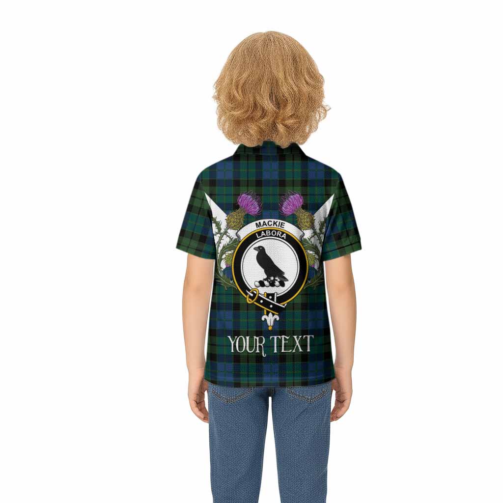 MacKie (McKie) Tartan Family Crest Kid Polo Shirt Scottish Burns Night Thistle Floral