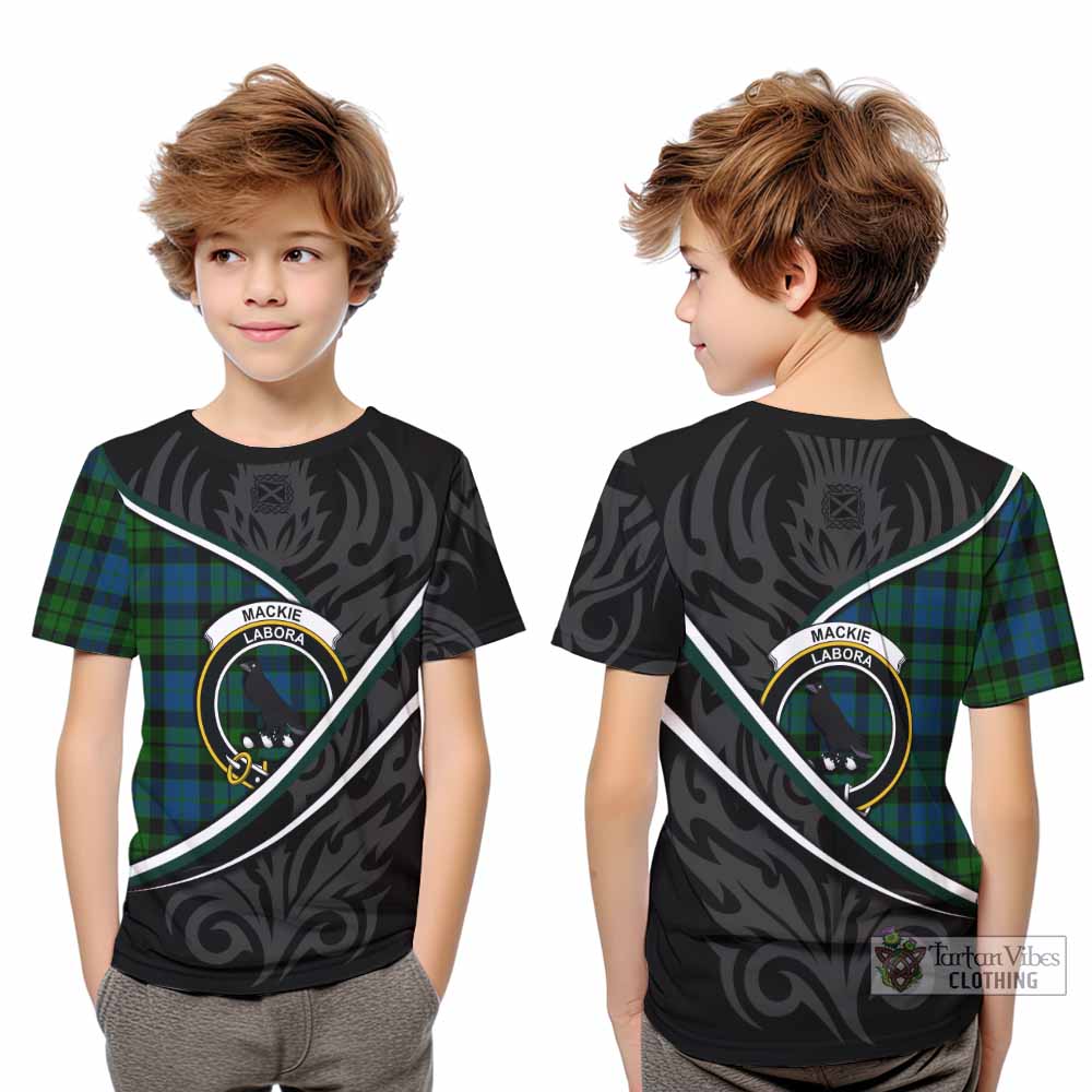 MacKie (McKie) Tartan Family Crest Kid T-shirt Celtic Scottish Thistle Floral - Tartan Vibes Clothing