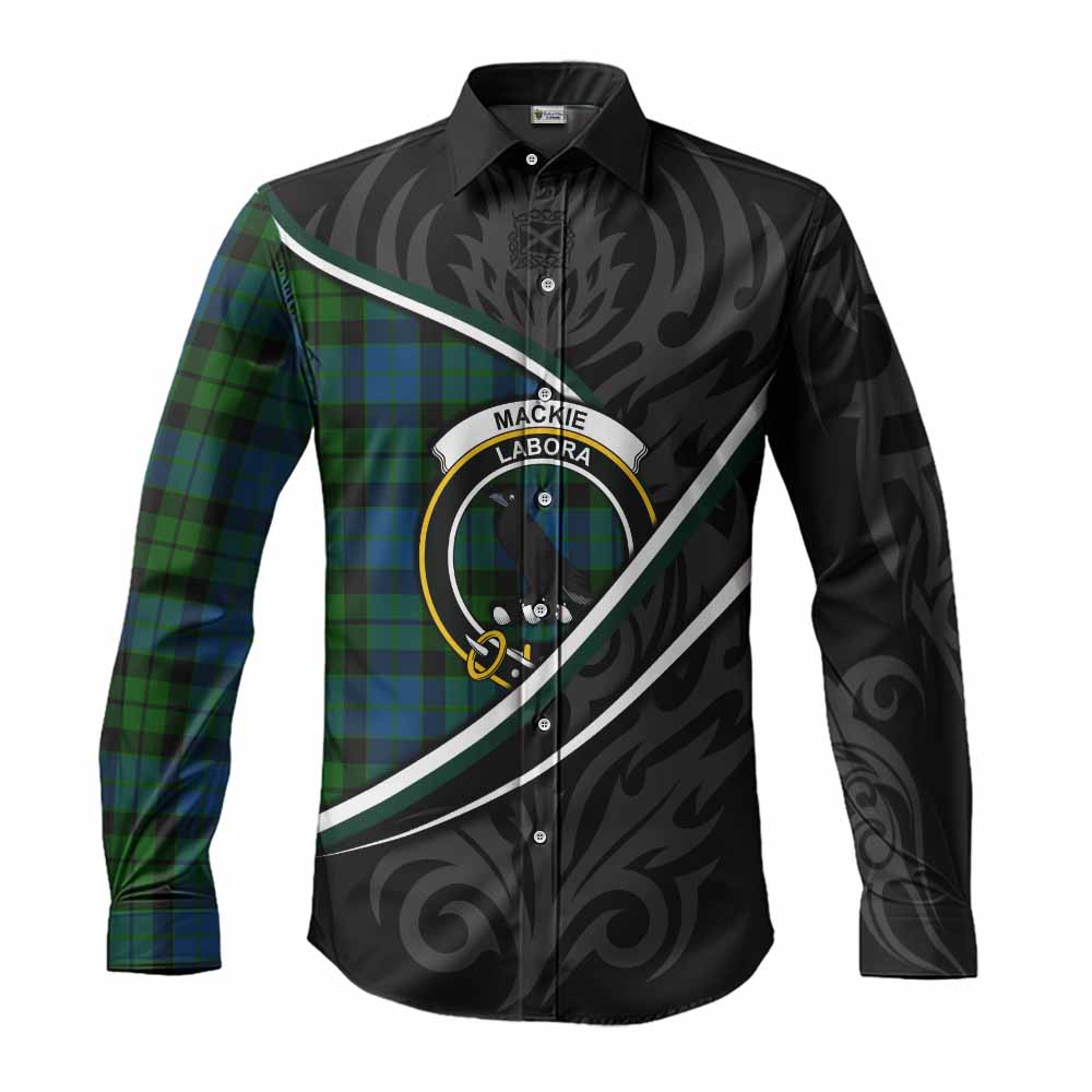 MacKie (McKie) Tartan Family Crest Long Sleeve Button Shirts Celtic Scottish Thistle Floral - Tartan Vibes Clothing